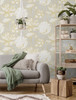 PR11308 Lotus Floral Prepasted Gray Gold Wallpaper Contemporary Style Prepasted Paper (Coated) Wall Covering by Prepasted Online from Seabrook Designs