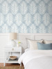 PR11402 Palm Silhouette Prepasted Light Blue Wallpaper Coastal Style Prepasted Paper (Coated) Wall Covering by Prepasted Online from Seabrook Designs