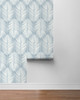 PR11402 Palm Silhouette Prepasted Light Blue Wallpaper Coastal Style Prepasted Paper (Coated) Wall Covering by Prepasted Online from Seabrook Designs