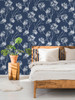 PR11102 One O'Clock Prepasted Denim Blue Wallpaper Contemporary Style Prepasted Paper (Coated) Wall Covering by Prepasted Online from Seabrook Designs