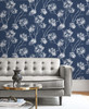 PR11102 One O'Clock Prepasted Denim Blue Wallpaper Contemporary Style Prepasted Paper (Coated) Wall Covering by Prepasted Online from Seabrook Designs