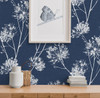 PR11102 One O'Clock Prepasted Denim Blue Wallpaper Contemporary Style Prepasted Paper (Coated) Wall Covering by Prepasted Online from Seabrook Designs