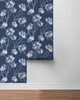 PR11102 One O'Clock Prepasted Denim Blue Wallpaper Contemporary Style Prepasted Paper (Coated) Wall Covering by Prepasted Online from Seabrook Designs