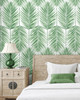 PR10704 Paradise Palm Prepasted Greenery Green Wallpaper Coastal Style Prepasted Paper (Coated) Wall Covering by Prepasted Online from Seabrook Designs