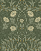 PR10204 Stenciled Floral Prepasted Evergreen Green Wallpaper Vintage Style Prepasted Paper (Coated) Wall Covering by Prepasted Online from Seabrook Designs