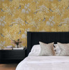 AS20406 Bird Garden Ochre Yellow Wallpaper Traditional Style Peel & Stick Vinyl Wall Coverings from Arthouse by NextWall Made in United States