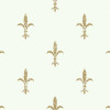 KT2192 Fleur De Lis Gold Off White Botanical Theme Unpasted Non Woven Wallpaper from Ronald Reddings 24 Karat Made in United States