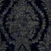 KT2215 Charleston Damask Navy Blue Off White Modern Theme Unpasted Paper Wallpaper from Ronald Reddings 24 Karat Made in United States