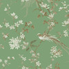 KT2175 Bird And Blossom Chinoserie Green Off White Tan Botanical Theme Unpasted Non Woven Wallpaper from Ronald Reddings 24 Karat Made in United States