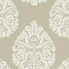 KT2142 Teardrop Damask Glint Brown Off White Traditional Theme Unpasted Non Woven Wallpaper from Ronald Reddings 24 Karat Made in United States