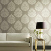 KT2142 Teardrop Damask Glint Brown Off White Traditional Theme Unpasted Non Woven Wallpaper from Ronald Reddings 24 Karat Made in United States