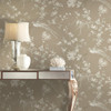 KT2172 Bird And Blossom Chinoserie Glint Brown Off White Botanical Theme Unpasted Non Woven Wallpaper from Ronald Reddings 24 Karat Made in United States