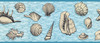 GB10024 Seashells On Waves Nautical Peel and Stick Wallpaper Border 10in x 15ft Light Teal Blue Gray