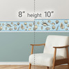 GB10024 Seashells On Waves Nautical Peel and Stick Wallpaper Border 10in x 15ft Light Teal Blue Gray