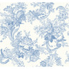 2927-81602 Carmel Baroque Florals Light Blue Animals Theme Unpasted Gravure Acrylic Coated Wallpaper from A-Street Prints Newport Made in United States