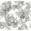 2927-81600 Carmel Baroque Florals Black Animals Theme Unpasted Gravure Acrylic Coated Wallpaper from A-Street Prints Newport Made in United States