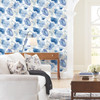 BL1773 Watercolor Bouquet Cobalt Floral Theme Unpasted Non Woven Wallpaper from Blooms Second Edition Resource Library