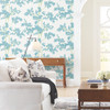 BL1803 Lunaria Silhouette Off White Aqua Botanical Theme Unpasted Non Woven Wallpaper from Blooms Second Edition Resource Library