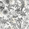 BL1703 Rainforest Off White Charcoal Animals & Insects Theme Unpasted Non Woven Wallpaper from Blooms Second Edition Resource Library