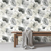 BL1771 Watercolor Bouquet Charcoal Floral Theme Unpasted Non Woven Wallpaper from Blooms Second Edition Resource Library