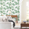 BL1801 Lunaria Silhouette Off White Green Botanical Theme Unpasted Non Woven Wallpaper from Blooms Second Edition Resource Library