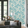 BL1736 Brushstroke Floral Aqua Bohemian Theme Unpasted Non Woven Wallpaper from Blooms Second Edition Resource Library