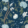 BL1782 Teahouse Floral Navy Animals & Insects Theme Unpasted Non Woven Wallpaper from Blooms Second Edition Resource Library