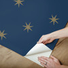 PSW1451RL Star Splendor Navy Blue Metallic Gold      Contemporary Theme Peel & Stick Wallpaper from Erin & Ben Co. Premium Peel + Stick Made in United States