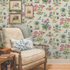 PSW1447RL Heirloom Floral Taupe Brown Green           Botanical Theme Peel & Stick Wallpaper from Erin & Ben Co. Premium Peel + Stick Made in United States