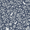 PSW1166RL Fox & Hare Navy Blue Animals & Insects Theme Wallpaper from York Premium Peel & Stick Magnolia Home Made in United States