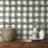 PSW1169RL Watercolor Check Black Country Theme Wallpaper from York Premium Peel & Stick Magnolia Home Made in United States
