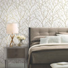 MD7126 Trees Silhouette Off White Gold Modern Theme Unpasted  Raised Foil on Non-Woven Wallpaper from Antonina Vella Modern Metals Second Edition