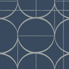 MD7204 Sun Circles Blue Silver Geometric Theme Unpasted  Raised Foil on Non-Woven Wallpaper from Antonina Vella Modern Metals Second Edition