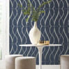 MD7174 Graceful Geo Navy Blue Silver Geometric Theme Unpasted  Raised Foil on Non-Woven Wallpaper from Antonina Vella Modern Metals Second Edition