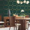 MD7203 Sun Circles Emerald Green Gold Geometric Theme Unpasted  Raised Foil on Non-Woven Wallpaper from Antonina Vella Modern Metals Second Edition