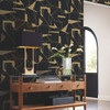 MD7115 Abstract Geo Black Gold Geometric Theme Unpasted  Raised Foil on Non-Woven Wallpaper from Antonina Vella Modern Metals Second Edition