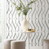 MD7173 Graceful Geo Off White Silver Geometric Theme Unpasted  Raised Foil on Non-Woven Wallpaper from Antonina Vella Modern Metals Second Edition