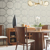 MD7201 Sun Circles Taupe Brown Silver Geometric Theme Unpasted  Raised Foil on Non-Woven Wallpaper from Antonina Vella Modern Metals Second Edition