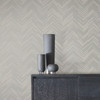 MD7227 Polished Chevron Taupe Brown Silver Geometric Theme Unpasted  Raised Foil on Non-Woven Wallpaper from Antonina Vella Modern Metals Second Edition