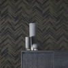MD7221 Polished Chevron Black Gold Geometric Theme Unpasted  Raised Foil on Non-Woven Wallpaper from Antonina Vella Modern Metals Second Edition