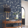 MD7112 Abstract Geo Navy Blue Gray Geometric Theme Unpasted  Raised Foil on Non-Woven Wallpaper from Antonina Vella Modern Metals Second Edition