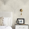 OI0684 Papyrus Plume Gray Off White Botanical Theme Unpasted Non Woven Wallpaper from New Origins Made in United States