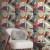 OI0671 Cut outs Green Gray Orange Contemporary Theme Unpasted Non Woven Wallpaper from New Origins Made in United States