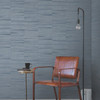 OI0663 Line Stripe Indigo Blue Grasscloth Theme Unpasted Non Woven Wallpaper from New Origins Made in United States