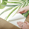 PSW1412RL Paradise Palm Peel and Stick Wallpaper Green Off White Farmhouse Style Wall Covering by Simply Candice Made in United States