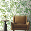 PSW1412RL Paradise Palm Peel and Stick Wallpaper Green Off White Farmhouse Style Wall Covering by Simply Candice Made in United States