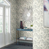 PSW1428RL Flourish Peel and Stick Wallpaper Sheer Blue Gray Farmhouse Style Wall Covering by Simply Candice Made in United States