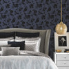DT5021 Flutter Vine Sapphire Black Unpasted Non Woven Botanical Wallpaper from Candice Olsen After Eight Collection Made in United States