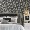 DT5025 Flutter Vine Charcoal Black Cream Unpasted Non Woven Botanical Wallpaper from Candice Olsen After Eight Collection Made in United States