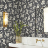 DT5025 Flutter Vine Charcoal Black Cream Unpasted Non Woven Botanical Wallpaper from Candice Olsen After Eight Collection Made in United States